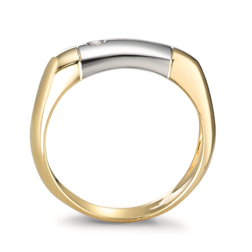 Finger ring 750/18 K gult guld, 750/18 K vitguld diamant 0.02 ct, w-si