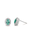 Örhängen med knoppar 750/18 K vitguld smaragd 0.80 ct, 2 stenar, diamant 0.36 ct, w-si