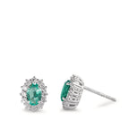Örhängen med knoppar 750/18 K vitguld smaragd 0.80 ct, 2 stenar, diamant 0.36 ct, w-si