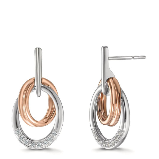 Örhängen 750/18 K vitguld, 750/18 K rött guld diamant 0.08 ct, 16 stenar, w-si