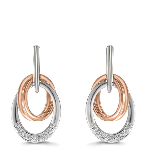 Örhängen 750/18 K vitguld, 750/18 K rött guld diamant 0.08 ct, 16 stenar, w-si