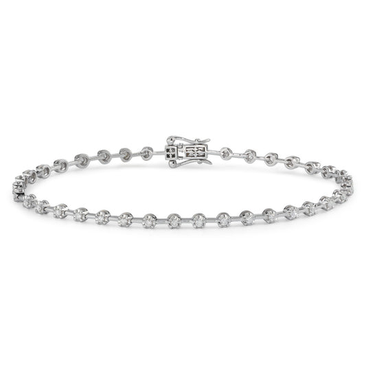 Armband 750/18 K vitguld diamant 0.49 ct, 37 stenar, w-si 18 cm