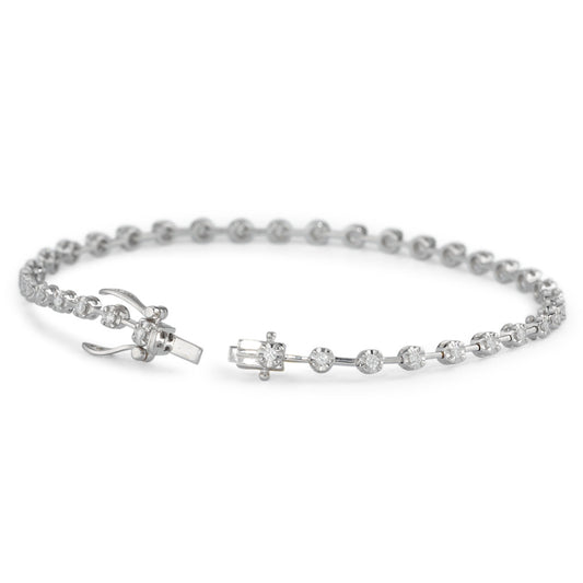 Armband 750/18 K vitguld diamant 0.49 ct, 37 stenar, w-si 18 cm