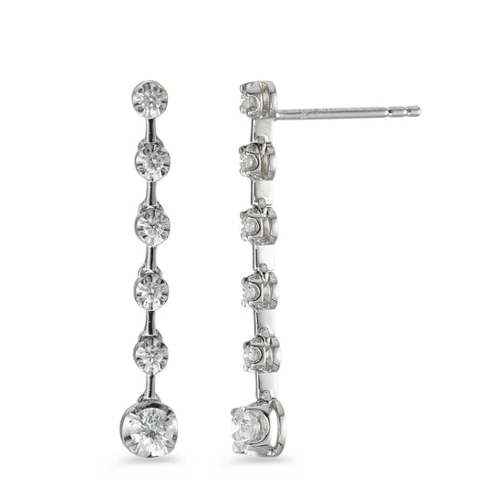 Örhängen 750/18 K vitguld diamant 0.49 ct, 12 stenar, w-si