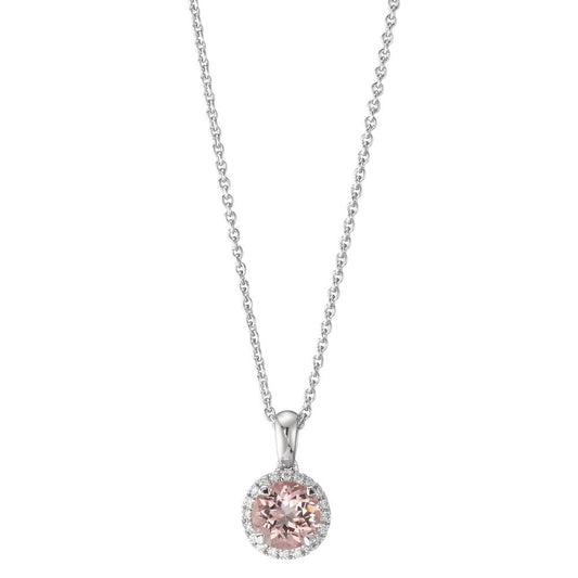 Collier 750/18 K vitguld Morganit, diamant 0.06 ct, w-si 42-45 cm