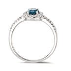 Finger ring 750/18 K vitguld London Blå Topas [oval], diamant vit, 0.19 ct, w-si