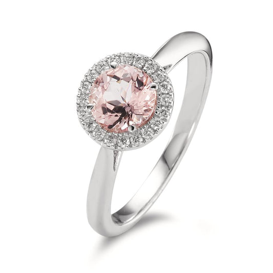 Finger ring 750/18 K vitguld Morganit, diamant 0.11 ct, w-si