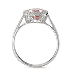 Finger ring 750/18 K vitguld Morganit 1.45 ct, diamant 0.09 ct, 32 stenar, [Brillant], w-si