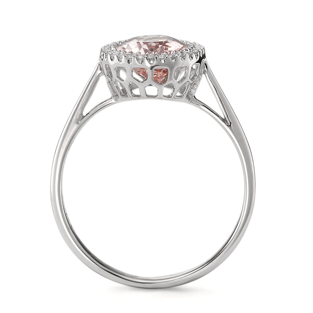 Finger ring 750/18 K vitguld Morganit 1.45 ct, diamant 0.09 ct, 32 stenar, [Brillant], w-si