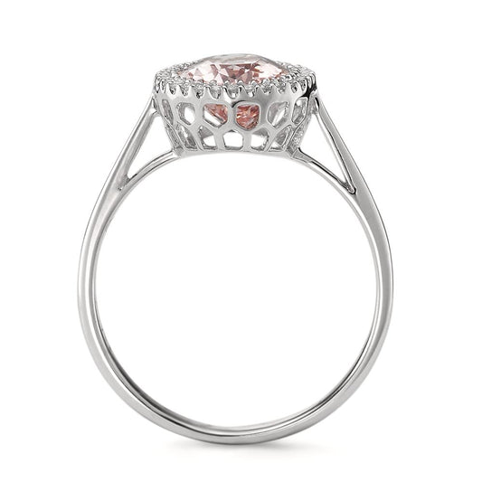 Finger ring 750/18 K vitguld Morganit, diamant 0.09 ct, 32 stenar, [Brillant], w-si