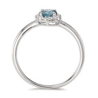 Finger ring 750/18 K vitguld London Blå Topas, diamant 0.11 ct, 16 stenar, [Brillant], w-si