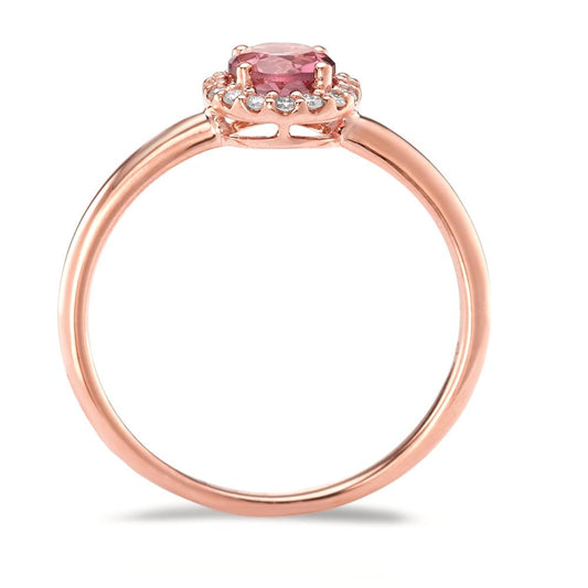 Finger ring 750/18 K rött guld Turmalin, diamant 0.11 ct, 16 stenar, [Brillant], w-si