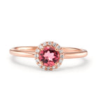 Finger ring 750/18 K rött guld Turmalin, diamant 0.11 ct, 16 stenar, [Brillant], w-si