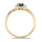 Finger ring 750/18 K gult guld Turmalin, diamant 0.11 ct, 16 stenar, [Brillant], w-si