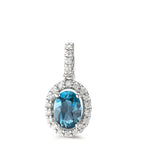 Hängsmycke 750/18 K vitguld London Blå Topas blå, [oval], diamant 0.15 ct, w-si