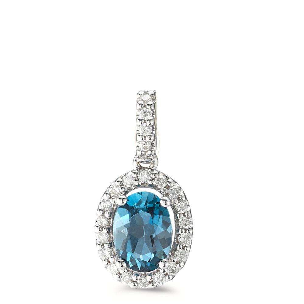 Hängsmycke 750/18 K vitguld London Blå Topas blå, [oval], diamant 0.15 ct, w-si