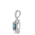 Hängsmycke 750/18 K vitguld London Blå Topas blå, [oval], diamant 0.15 ct, w-si