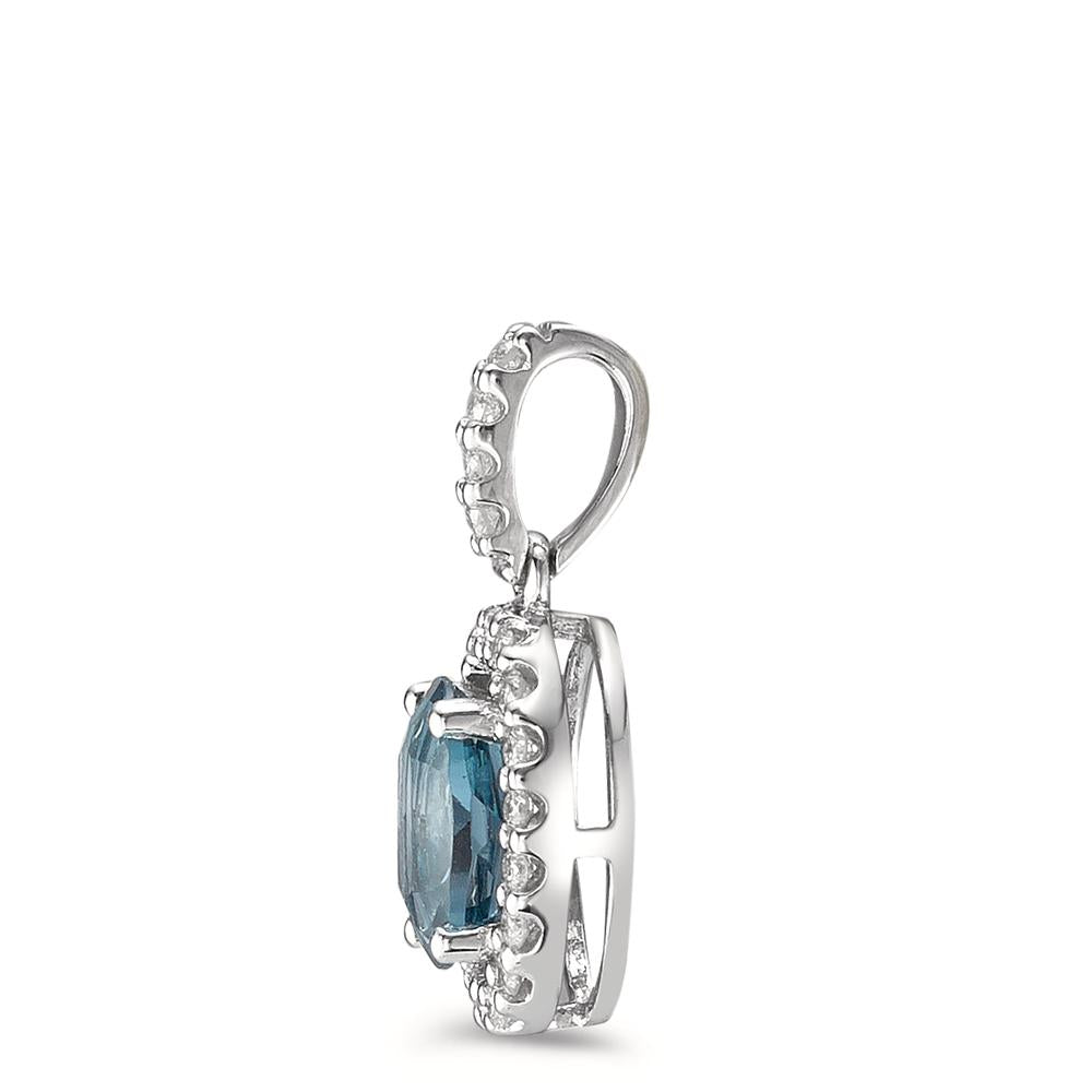Hängsmycke 750/18 K vitguld London Blå Topas blå, [oval], diamant 0.15 ct, w-si