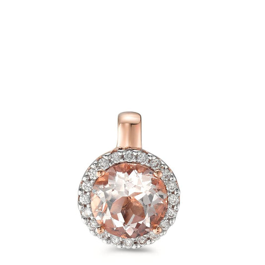 Hängsmycke 750/18 K rött guld Morganit, diamant 0.10 ct, 20 stenar, [Brillant], w-si Ø9.5 mm