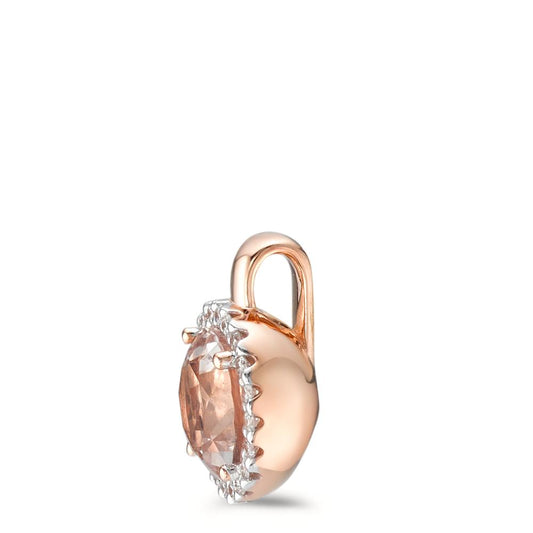 Hängsmycke 750/18 K rött guld Morganit, diamant 0.10 ct, 20 stenar, [Brillant], w-si Ø9.5 mm