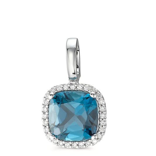 Hängsmycke 750/18 K vitguld London Blå Topas w-si, diamant 0.14 ct, 28 stenar, [Brillant], w-si