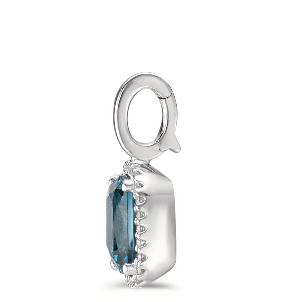 Hängsmycke 750/18 K vitguld London Blå Topas w-si, diamant 0.14 ct, 28 stenar, [Brillant], w-si