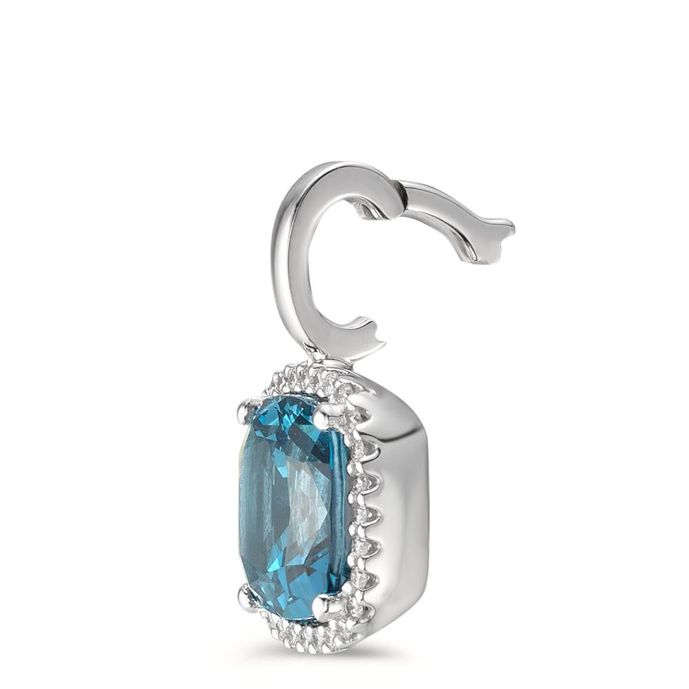 Hängsmycke 750/18 K vitguld London Blå Topas w-si, diamant 0.14 ct, 28 stenar, [Brillant], w-si