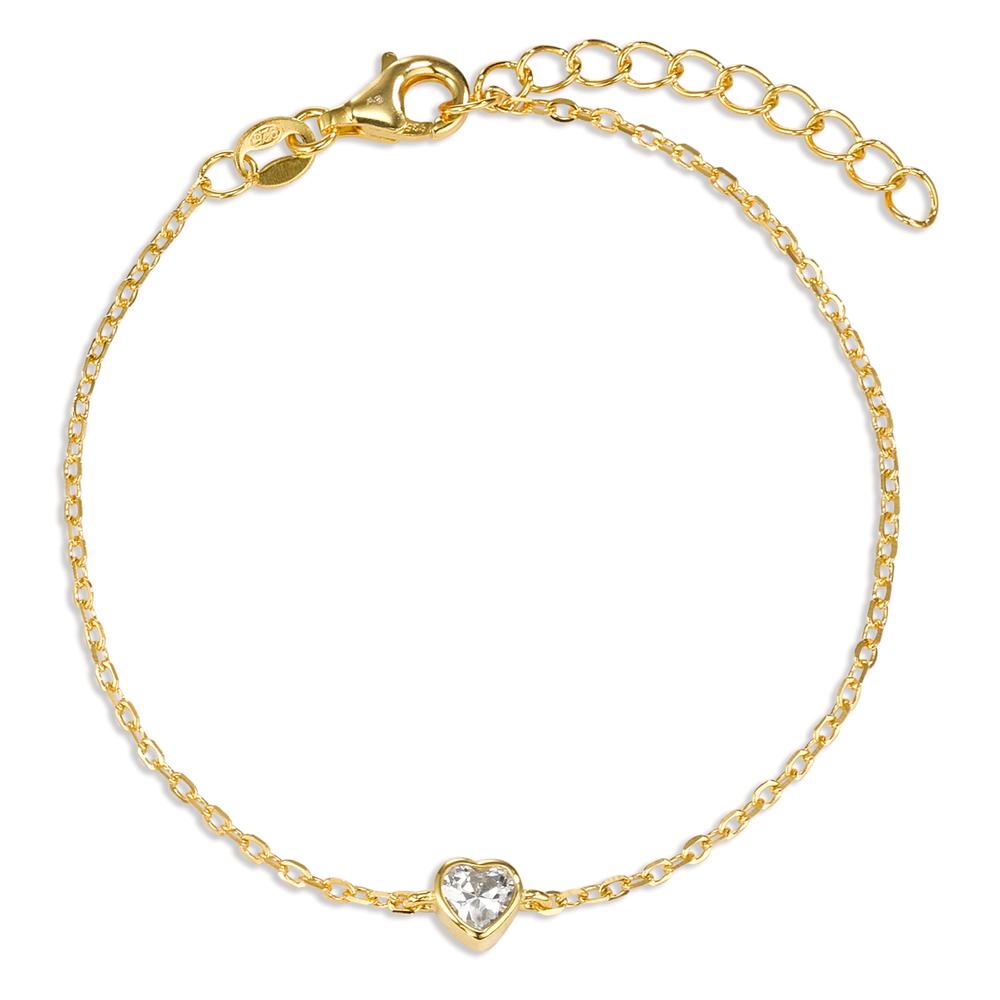 Armband Silver Zirkoniumoxid gul guldpläterad Hjärta 16-19 cm
