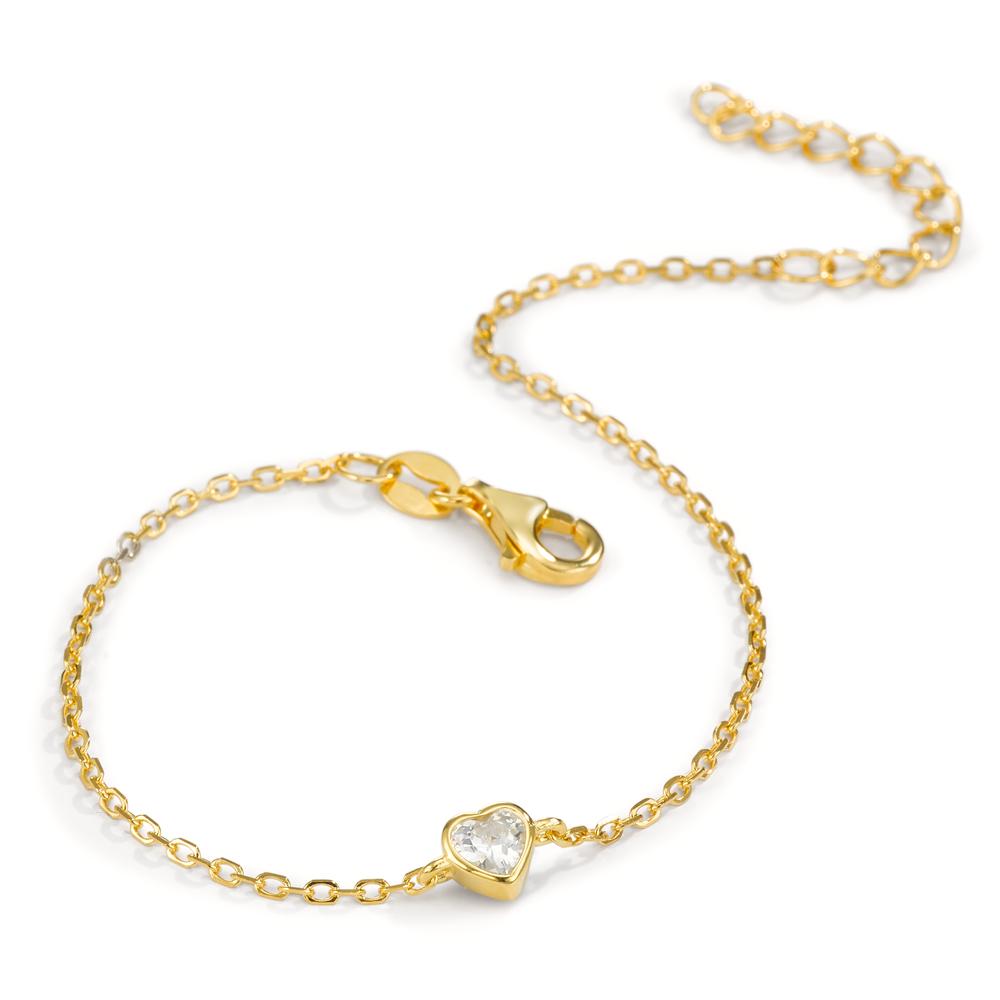 Armband Silver Zirkoniumoxid gul guldpläterad Hjärta 16-19 cm