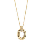 Halsband med hänge Silver Zirkoniumoxid 33 stenar gul guldpläterad 40-45 cm