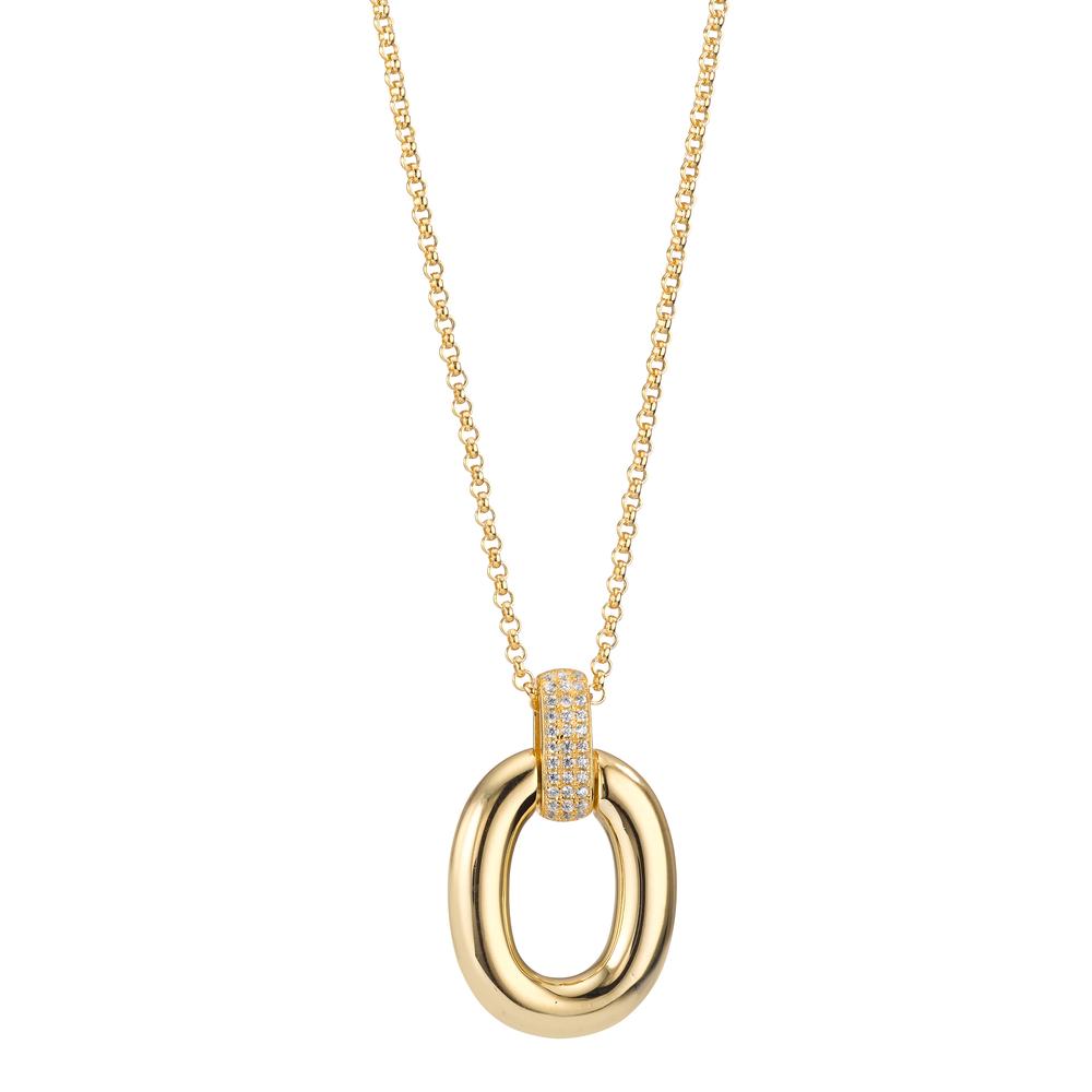 Halsband med hänge Silver Zirkoniumoxid 33 stenar gul guldpläterad 40-45 cm