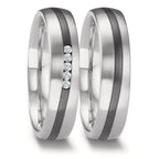 Partnerring 585/14 K vitguld, zirkonium diamant 0.075 ct, 5 stenar, w-si