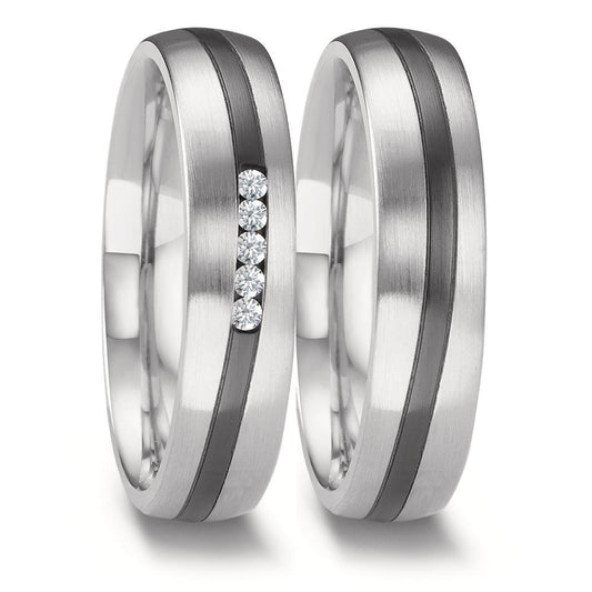 Partnerring 585/14 K vitguld, zirkonium