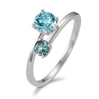 Finger ring 375/9 K vitguld London Blå Topas 2 stenar