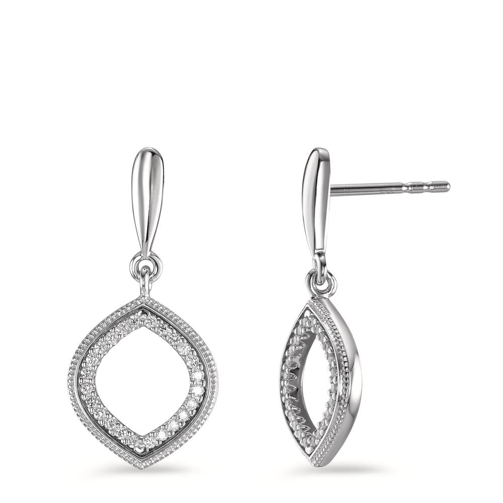 Örhängen 750/18 K vitguld diamant 0.15 ct, 48 stenar, [Brillant], w-si