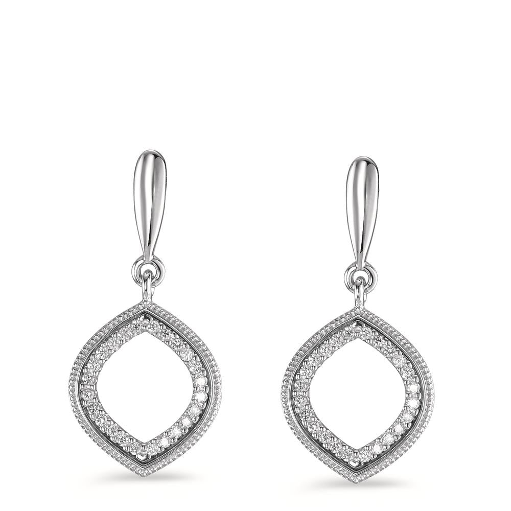 Örhängen 750/18 K vitguld diamant 0.15 ct, 48 stenar, [Brillant], w-si