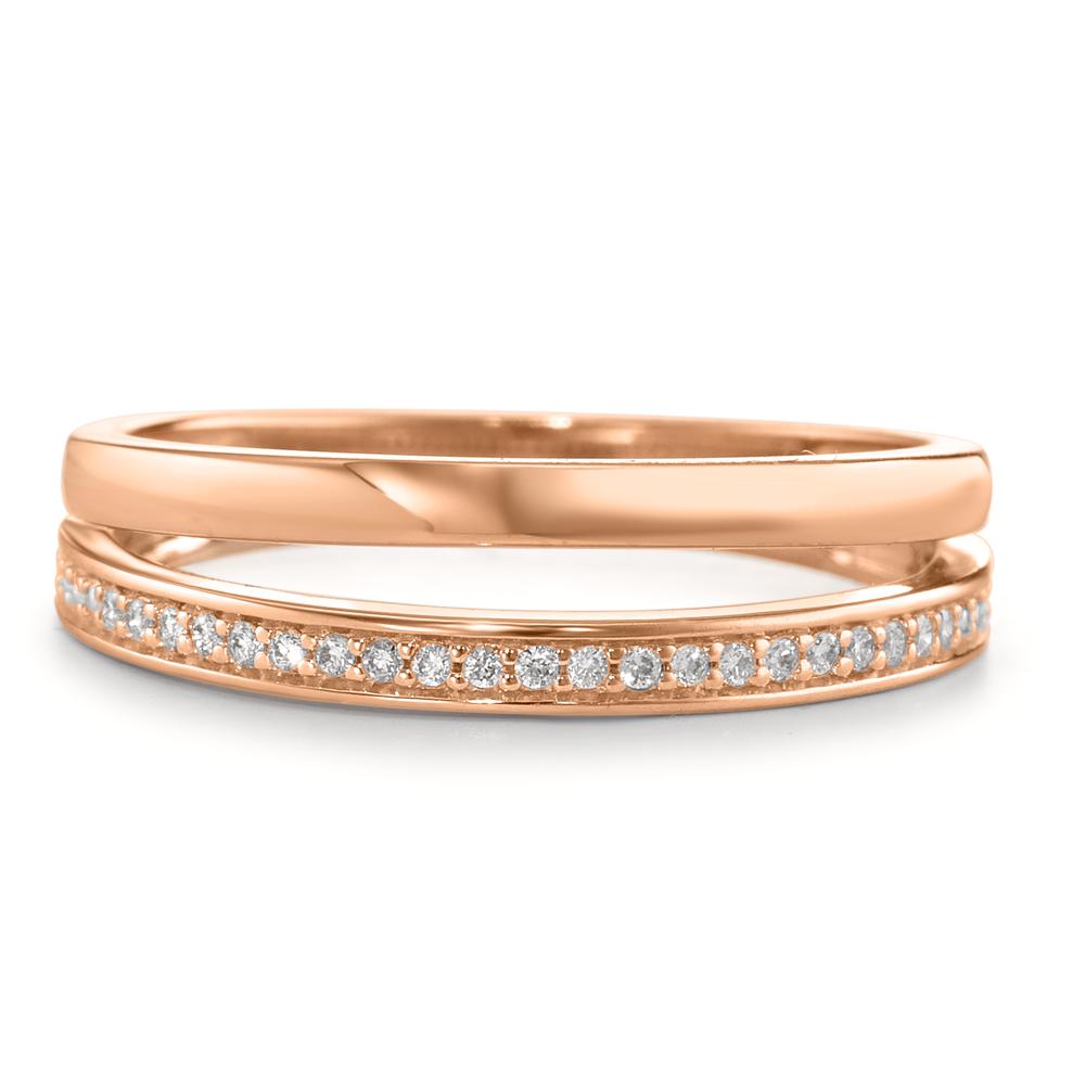 Finger ring 750/18 K rött guld diamant 0.06 ct, 13 stenar, [Brillant], w-si