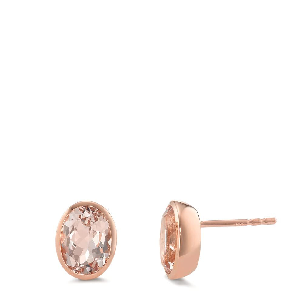 Örhängen med knoppar 750/18 K rött guld Morganit champagne, 2 stenar, [oval]