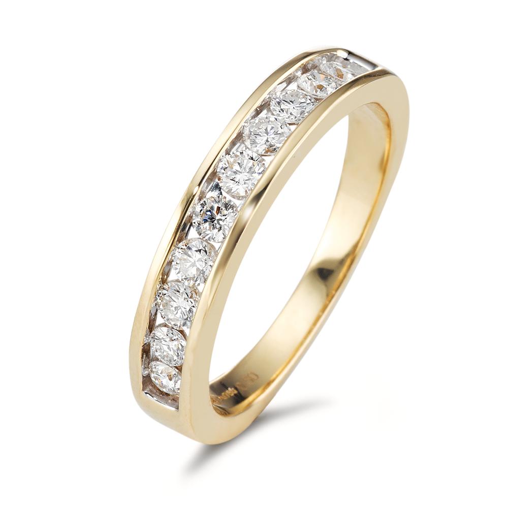Finger ring 750/18 K gult guld diamant 0.50 ct, 10 stenar, w-si