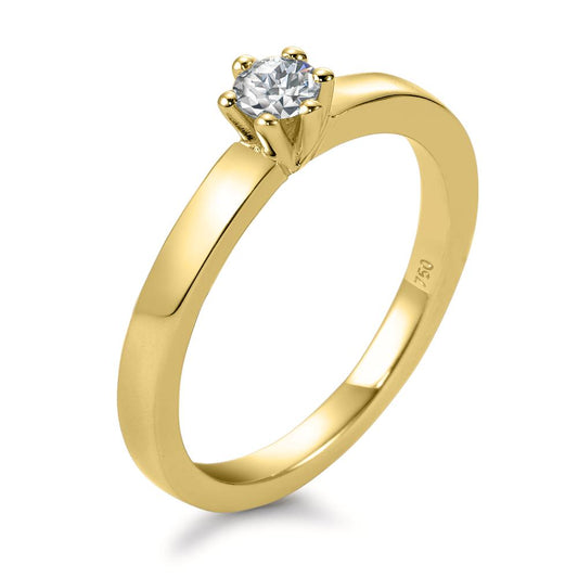 Solitärring 750/18 K gult guld diamant vit, 0.20 ct, [Brillant], w-si