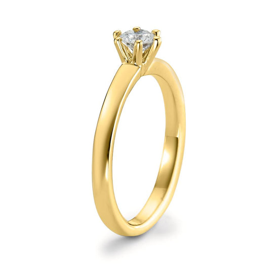 Solitärring 750/18 K gult guld diamant vit, 0.20 ct, [Brillant], w-si