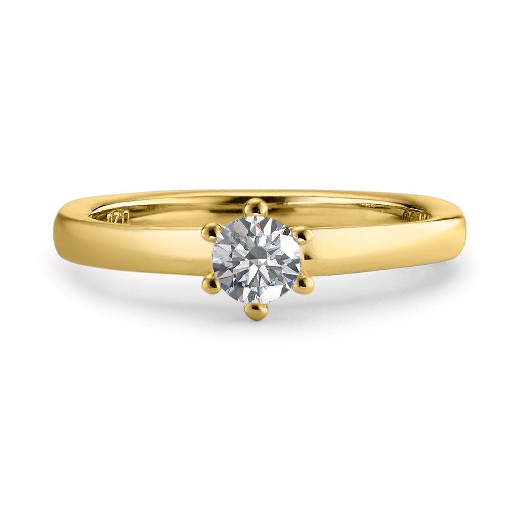 Solitärring 750/18 K gult guld diamant vit, 0.20 ct, [Brillant], w-si