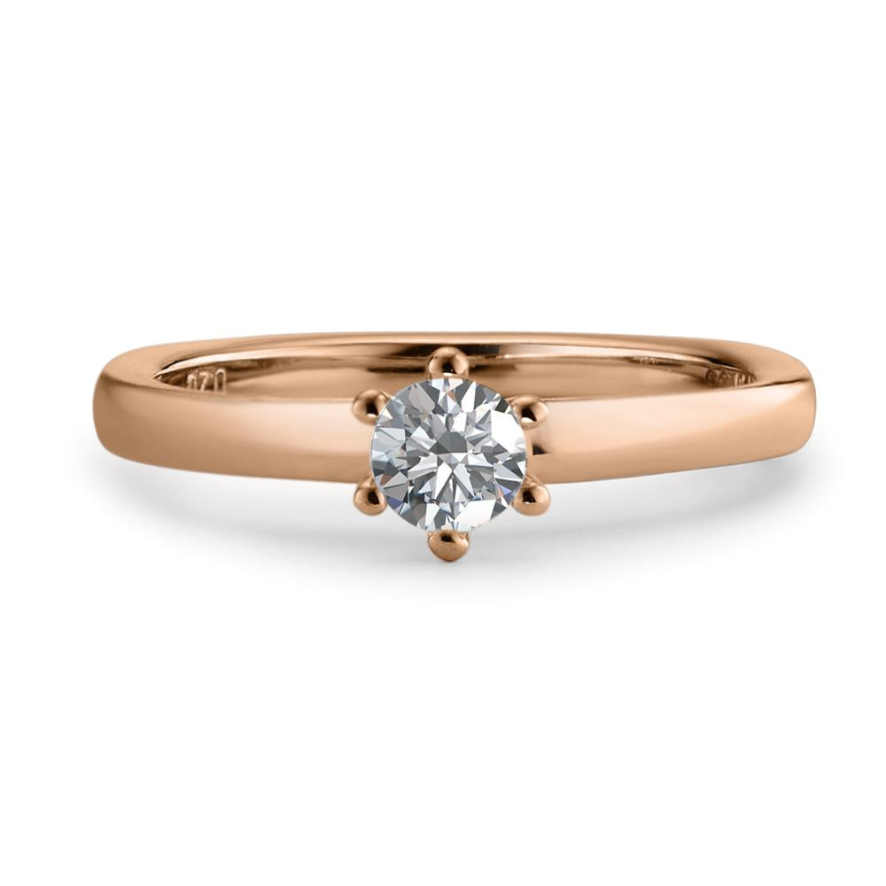 Solitärring 750/18 K rött guld diamant vit, 0.20 ct, [Brillant], w-si