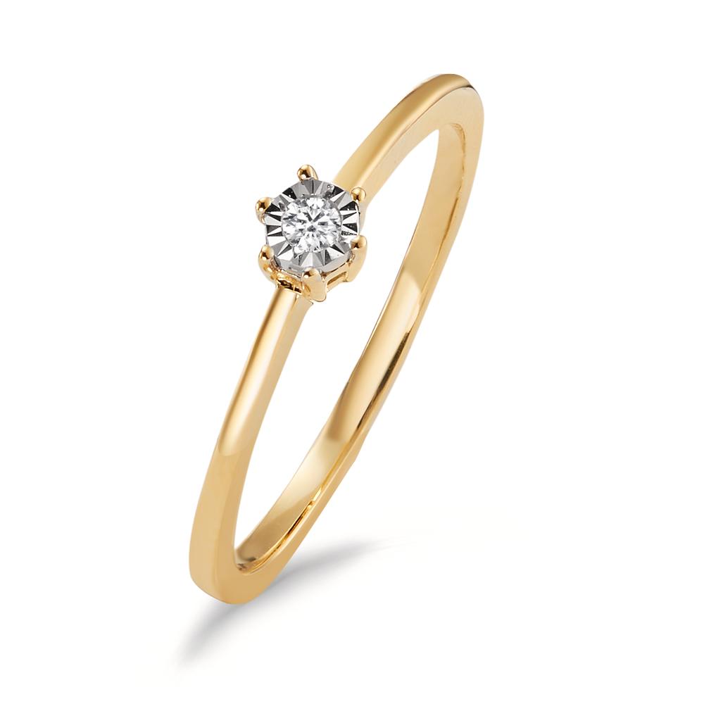 Solitärring 750/18 K gult guld diamant 0.03 ct, w-si tvåfärgad