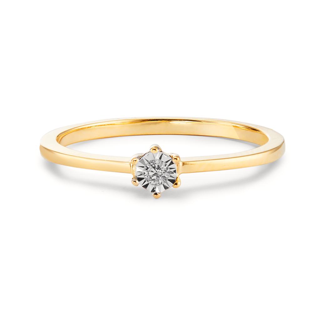 Solitärring 750/18 K gult guld diamant 0.03 ct, w-si tvåfärgad