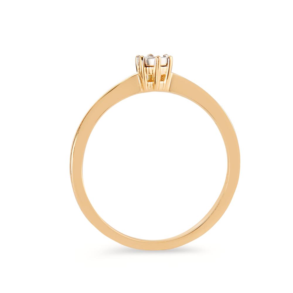 Solitärring 750/18 K gult guld diamant 0.03 ct, w-si tvåfärgad