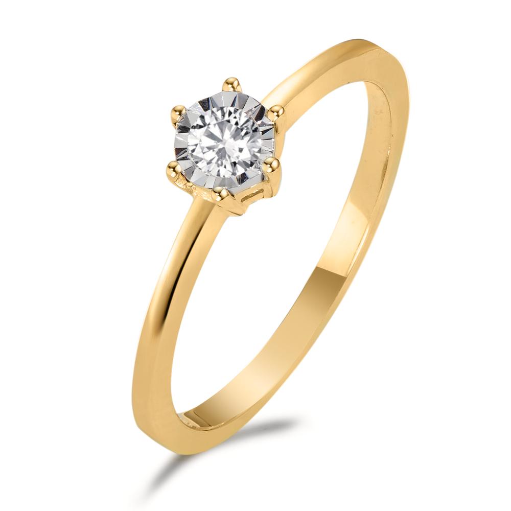 Solitärring 750/18 K gult guld diamant 0.10 ct, w-si tvåfärgad