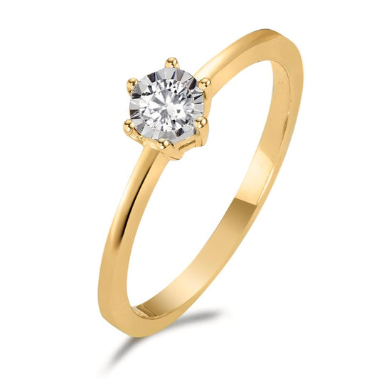 Solitärring 750/18 K gult guld diamant 0.10 ct, w-si tvåfärgad