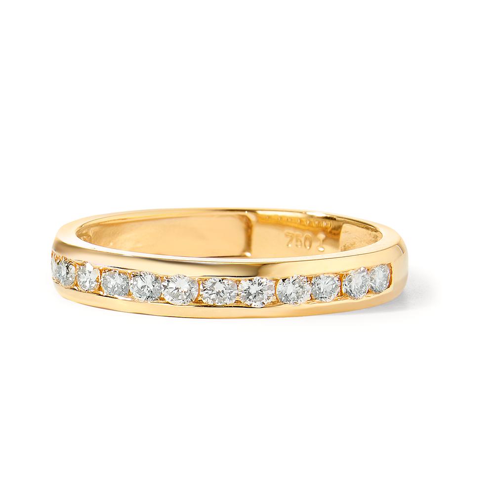 Minnesring 750/18 K gult guld diamant 0.50 ct, 15 stenar, w-si