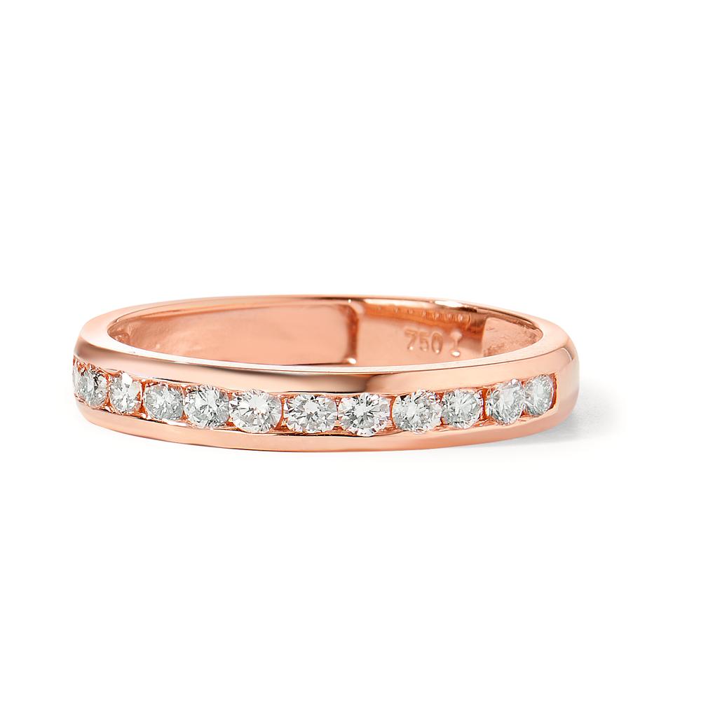 Minnesring 750/18 K rött guld diamant 0.50 ct, 15 stenar, w-si